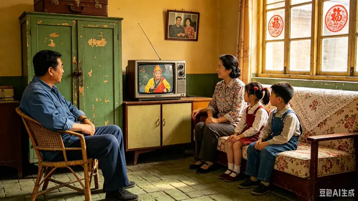 1980s Chinese Family Watching TV Nano Banana 2.1 example