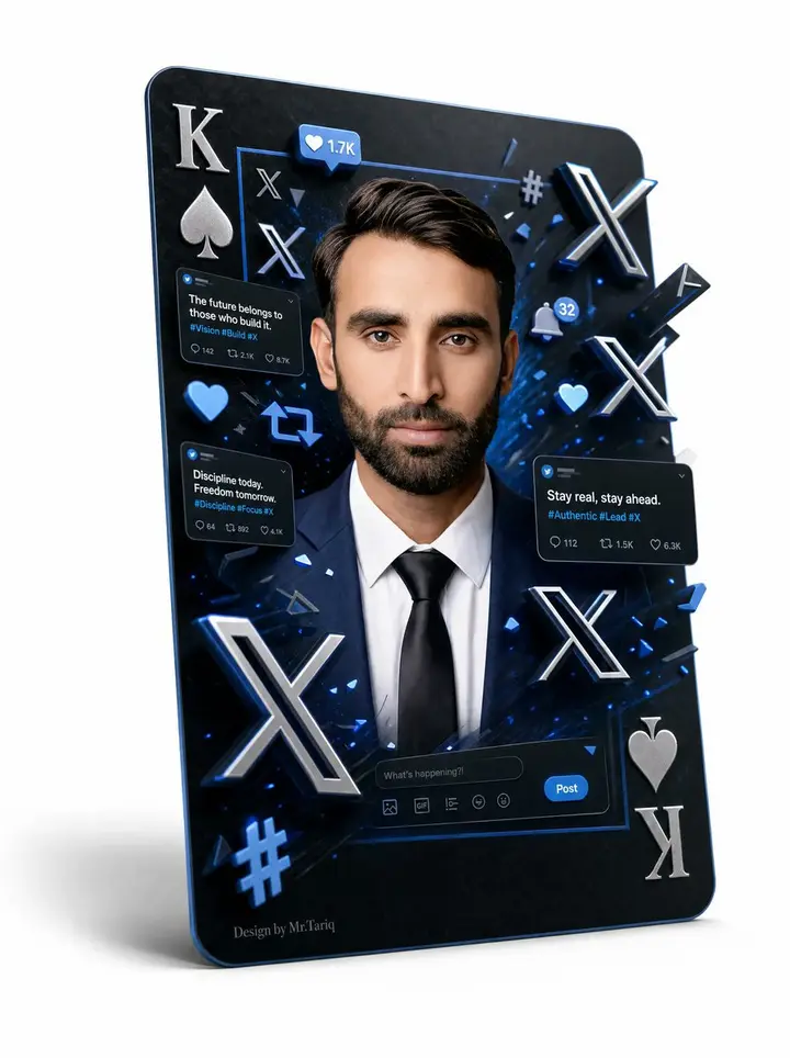 3D X Social Media Playing Card Poster Nano Banana 2.1 example