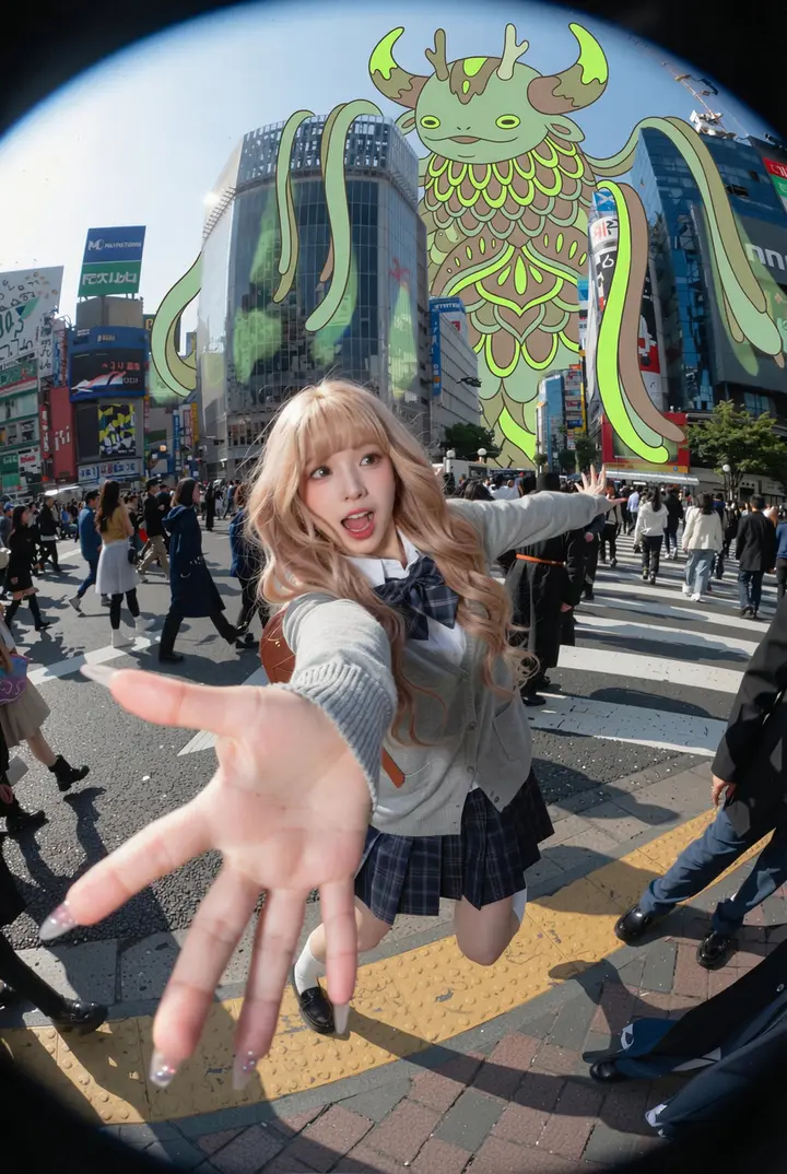 Add Giant Creature to City Image Nano Banana 2.1 example