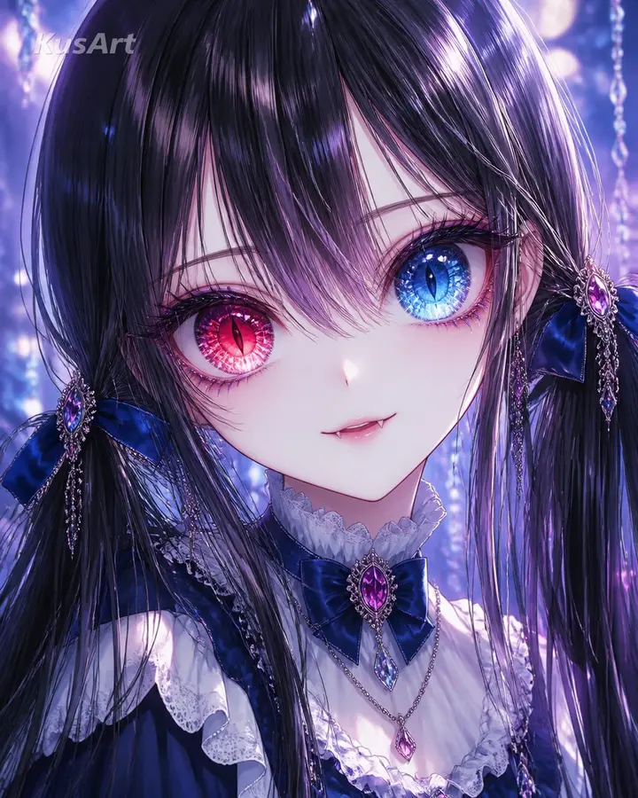 Anime Girl Heterochromia Portrait Nano Banana 2.1 example