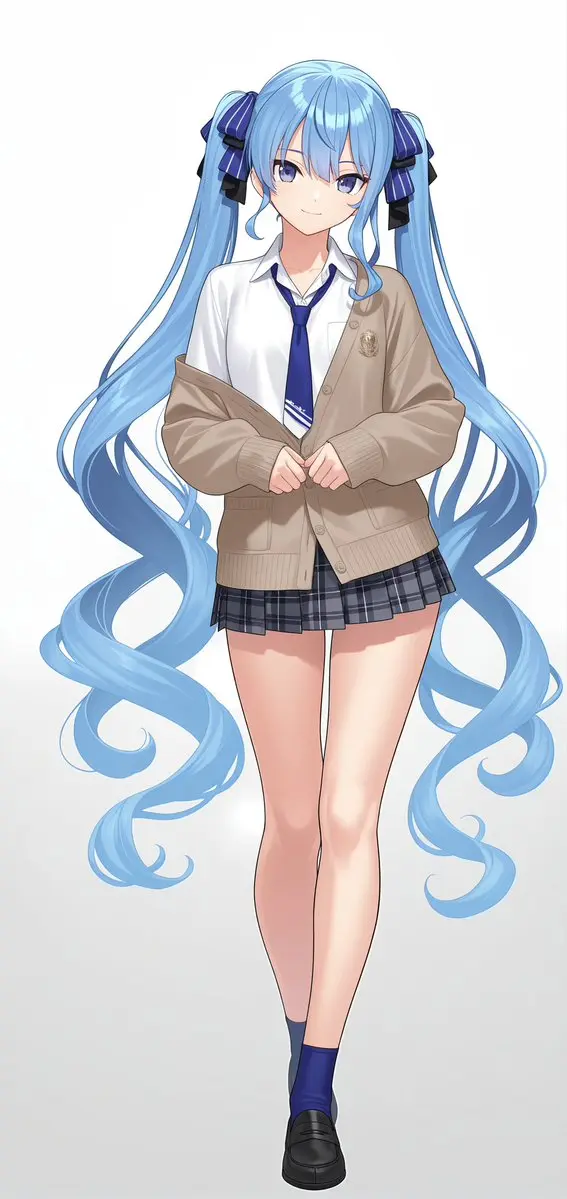 Anime Schoolgirl Full-Body Portrait Nano Banana 2.1 example