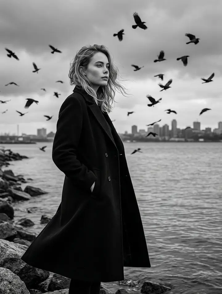 Black and White Cinematic Portrait Nano Banana 2.1 example