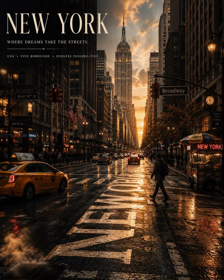 Cinematic Editorial Travel Poster Nano Banana 2.1 example