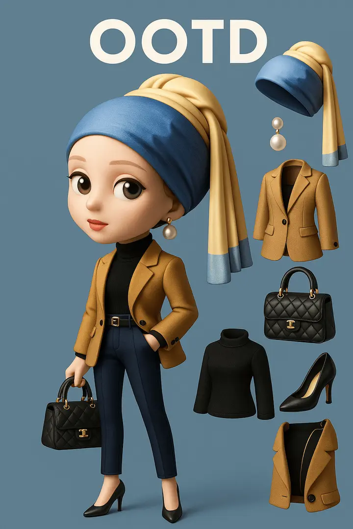 Famous Painting Character OOTD Nano Banana 2.1 example