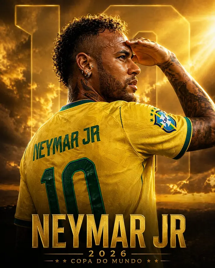 Golden Neymar World Cup Poster Nano Banana 2.1 example