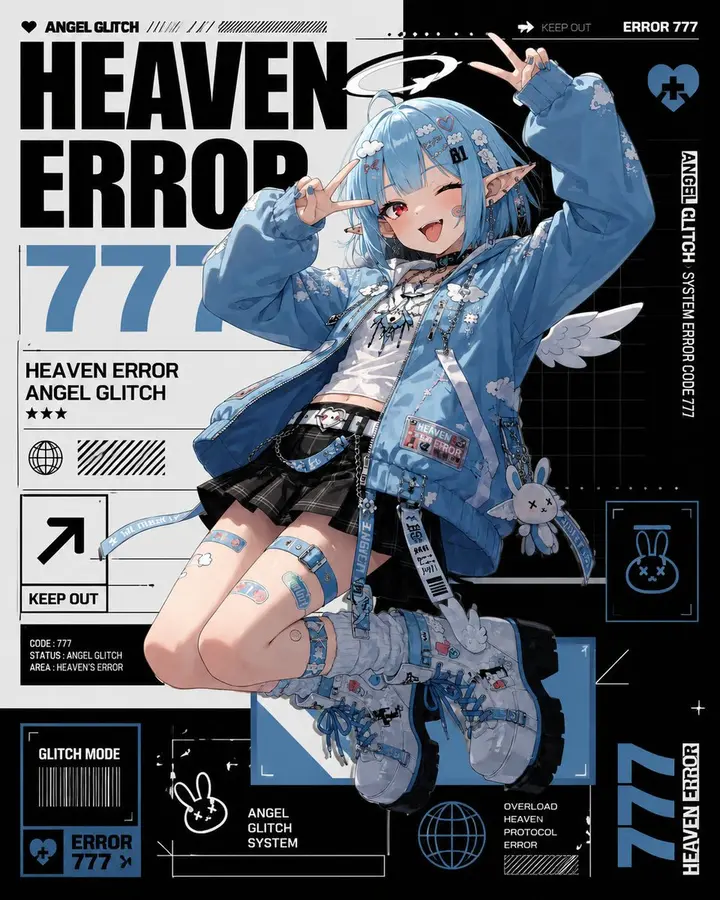 Heaven Error Angel Glitch Poster Nano Banana 2.1 example