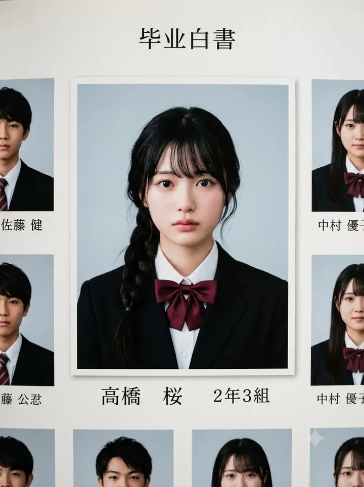 Japanese High School Yearbook Portrait Nano Banana 2.1 example