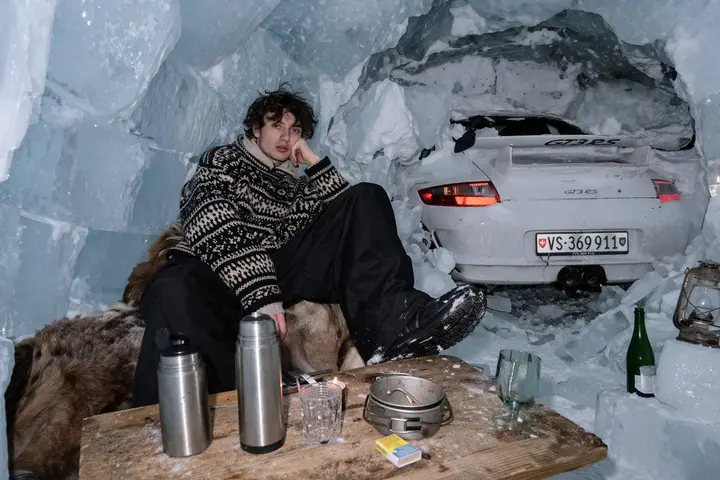 Surreal Ice Cave Flash Photography Nano Banana 2.1 example