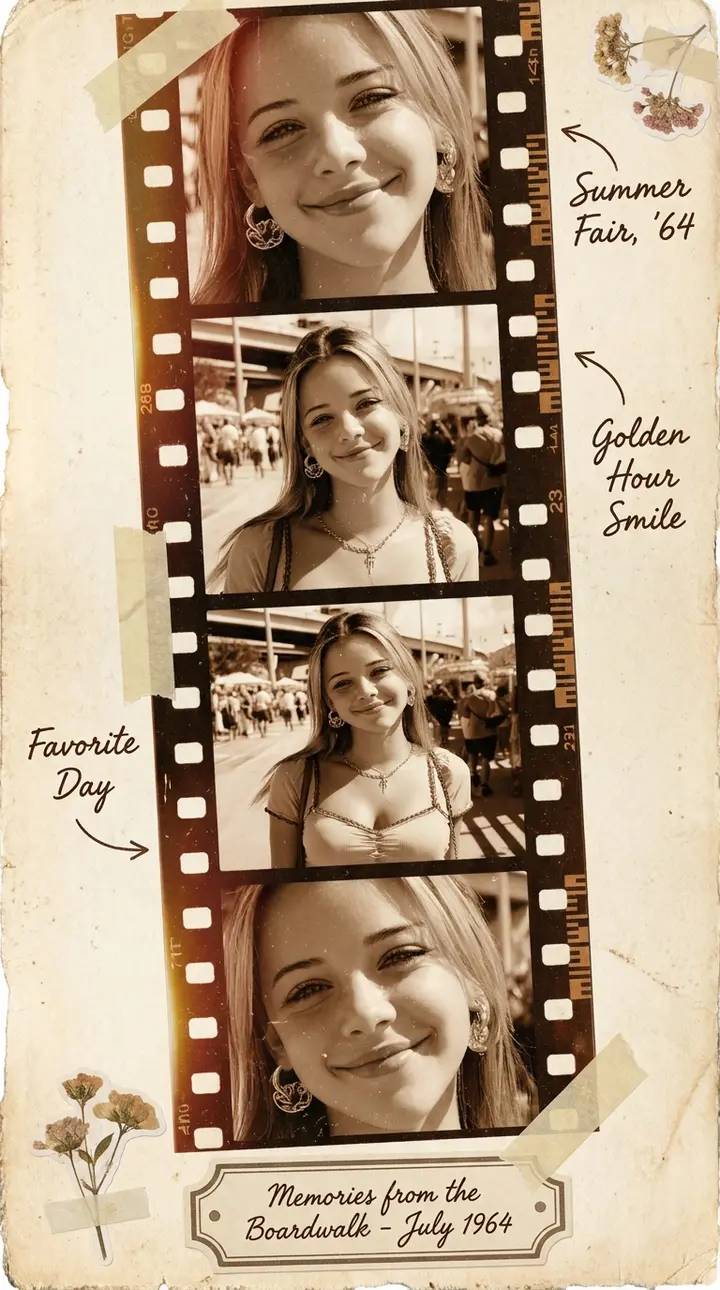 Vintage Film Strip Scrapbook Nano Banana 2.1 example